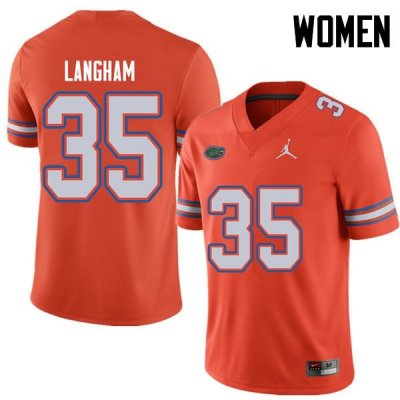Women's Florida Gators #35 Malik Langham NCAA Jordan Brand Orange Authentic Stitched College Football Jersey LGD8162RA